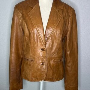 Revue Women's Tan Lamb Leather Blazer Jacket 6